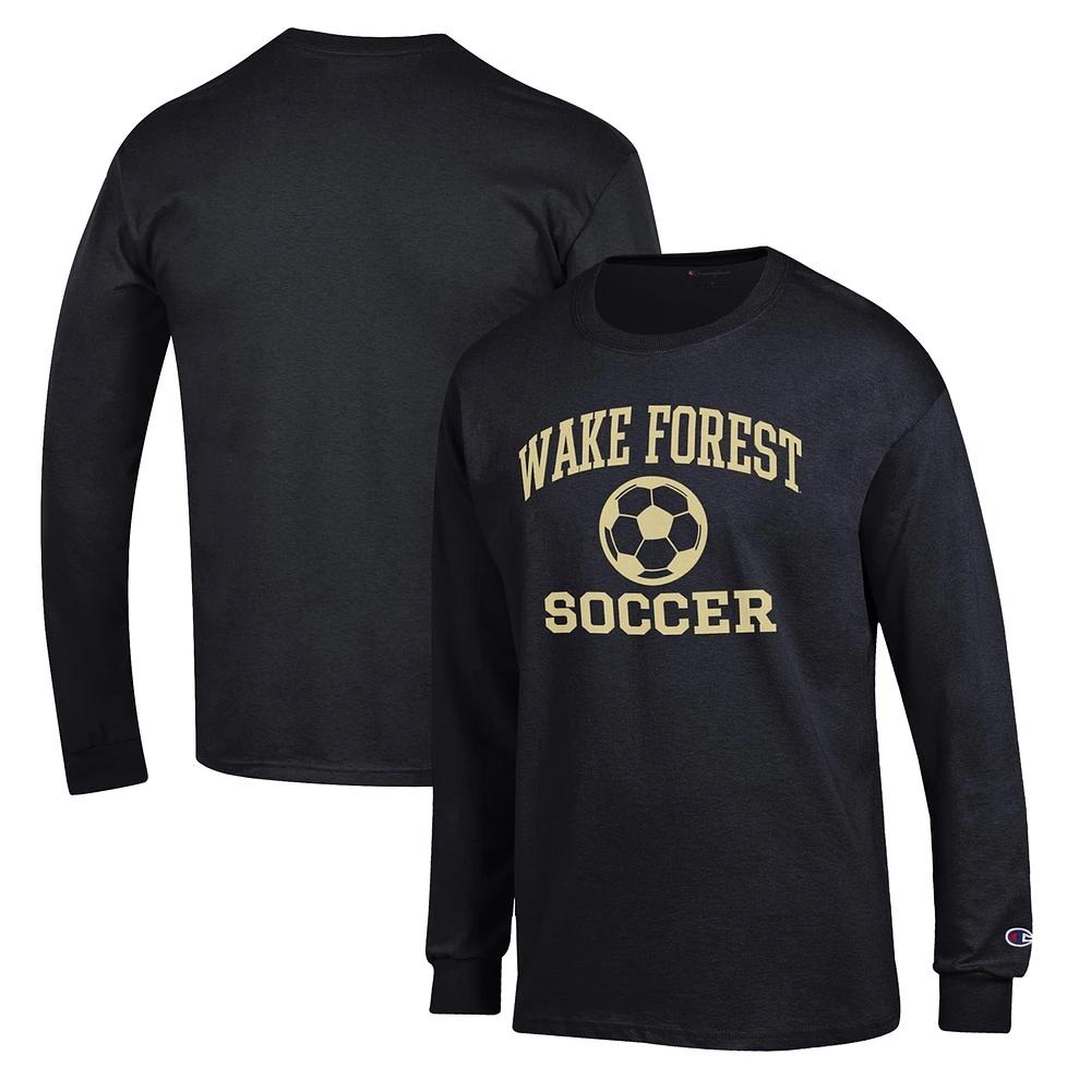 Men's Champion Black Wake Forest Demon Deacons Soccer Icon Long Sleeve T-Shirt