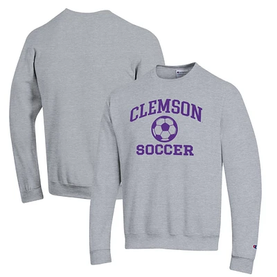 Men's Champion Gray Clemson Tigers Soccer Icon Powerblend Pullover Sweatshirt