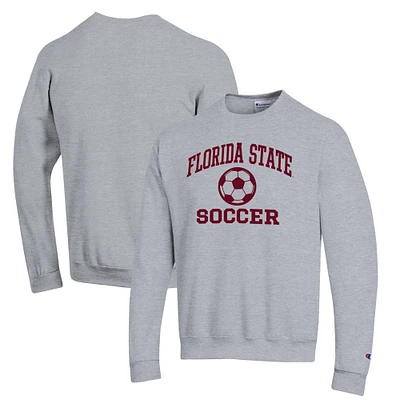 Men's Champion Gray Florida State Seminoles Soccer Icon Powerblend Pullover Sweatshirt
