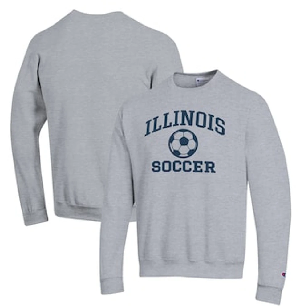 Men's Champion Gray Illinois Fighting Illini Soccer Icon Powerblend Pullover Sweatshirt