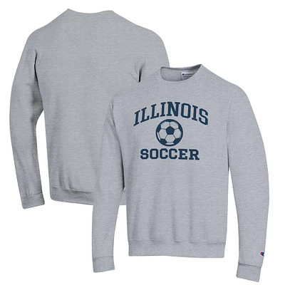 Men's Champion Gray Illinois Fighting Illini Soccer Icon Powerblend Pullover Sweatshirt