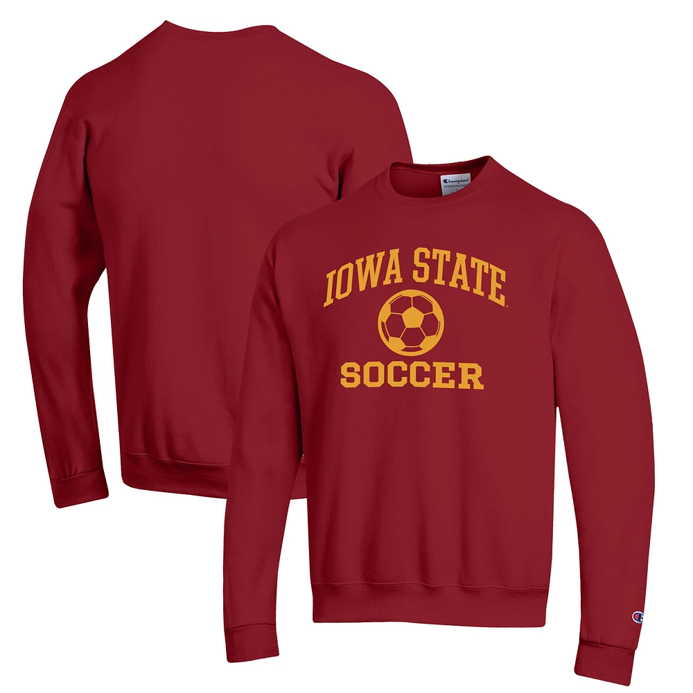 Men's Champion Cardinal Iowa State Cyclones Soccer Icon Powerblend Pullover Sweatshirt