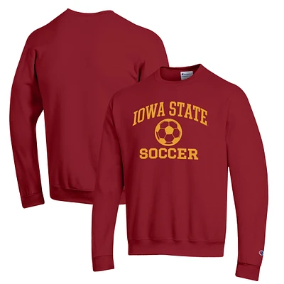 Men's Champion Cardinal Iowa State Cyclones Soccer Icon Powerblend Pullover Sweatshirt