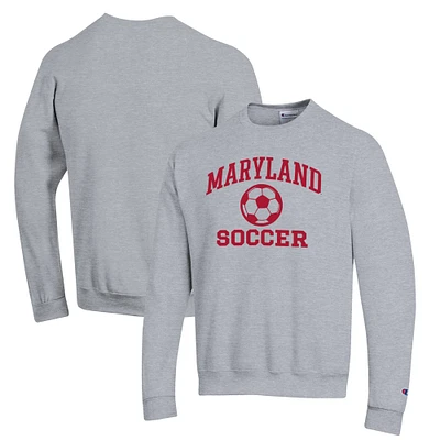 Men's Champion Gray Maryland Terrapins Soccer Icon Powerblend Pullover Sweatshirt