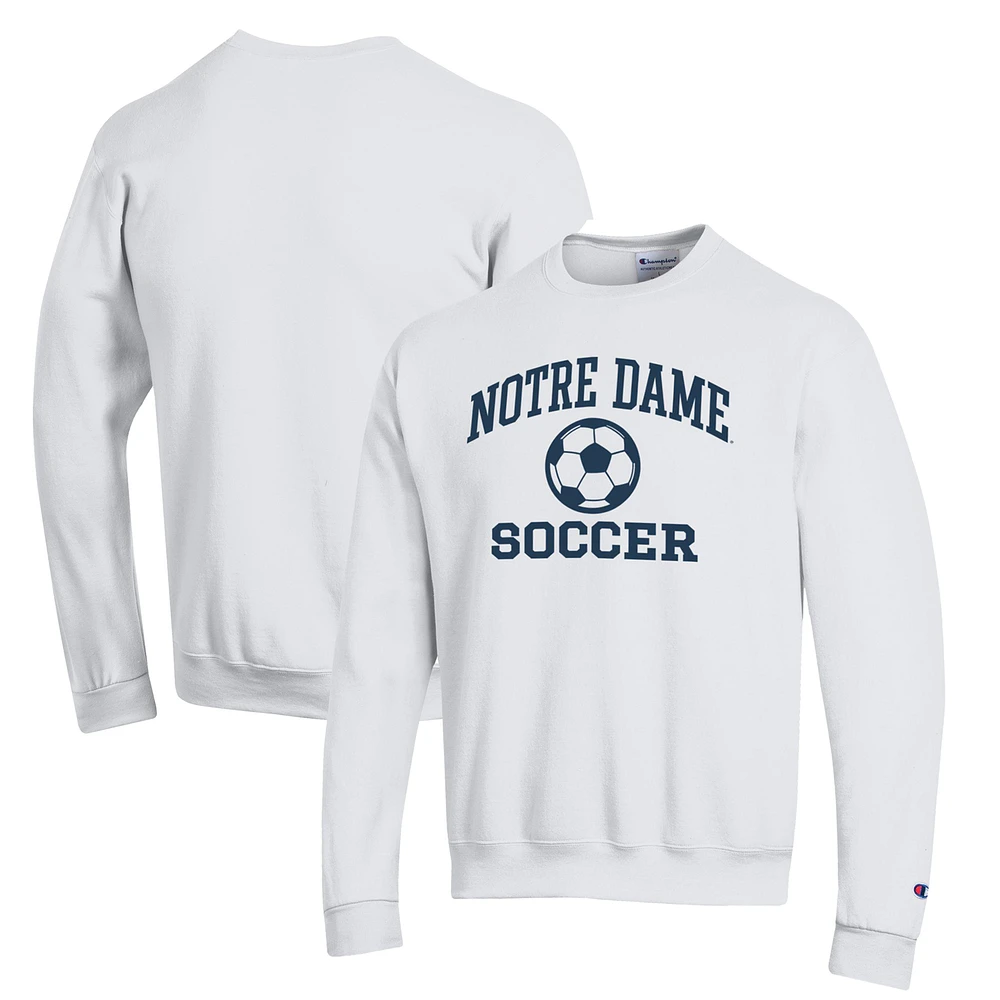 Men's Champion White Notre Dame Fighting Irish Soccer Icon Powerblend Pullover Sweatshirt