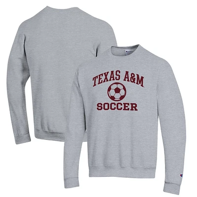 Men's Champion Gray Texas A&M Aggies Soccer Icon Powerblend Pullover Sweatshirt