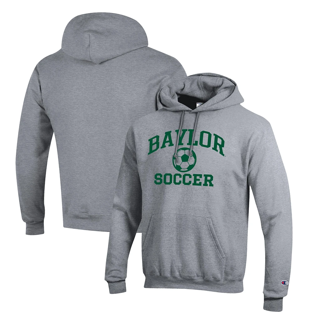 Men's Champion Gray Baylor Bears Soccer Icon Powerblend Pullover Hoodie