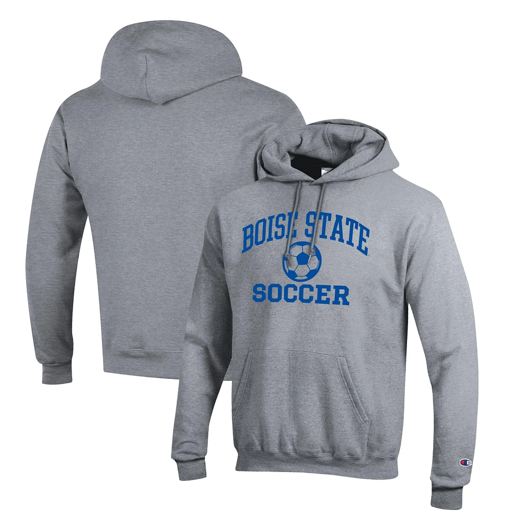 Men's Champion Gray Boise State Broncos Soccer Icon Powerblend Pullover Hoodie