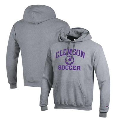 Men's Champion Gray Clemson Tigers Soccer Icon Powerblend Pullover Hoodie
