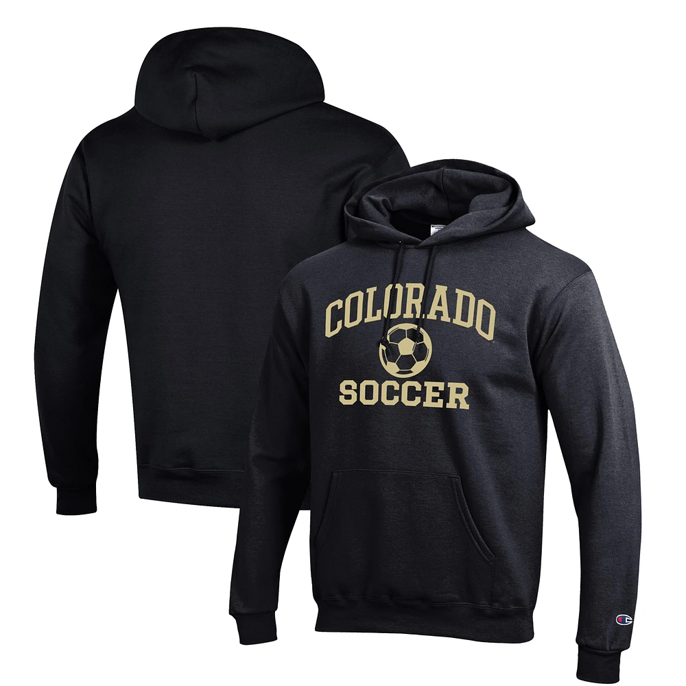 Men's Champion Black Colorado Buffaloes Soccer Icon Powerblend Pullover Hoodie