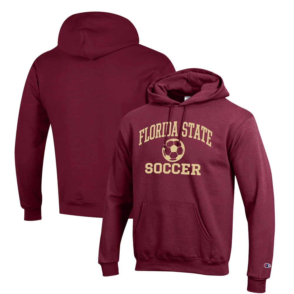 Men's Champion Garnet Florida State Seminoles Soccer Icon Powerblend Pullover Hoodie