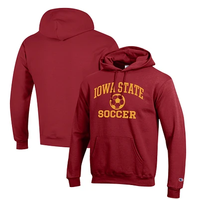 Men's Champion Cardinal Iowa State Cyclones Soccer Icon Powerblend Pullover Hoodie
