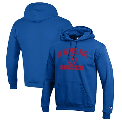 Men's Champion Royal Kansas Jayhawks Soccer Icon Powerblend Pullover Hoodie