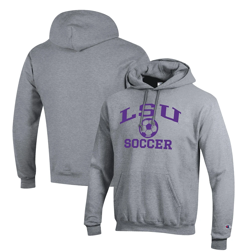 Men's Champion Gray LSU Tigers Soccer Icon Powerblend Pullover Hoodie