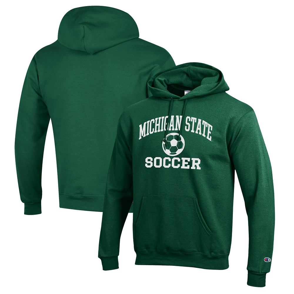 Men's Champion Green Michigan State Spartans Soccer Icon Powerblend Pullover Hoodie