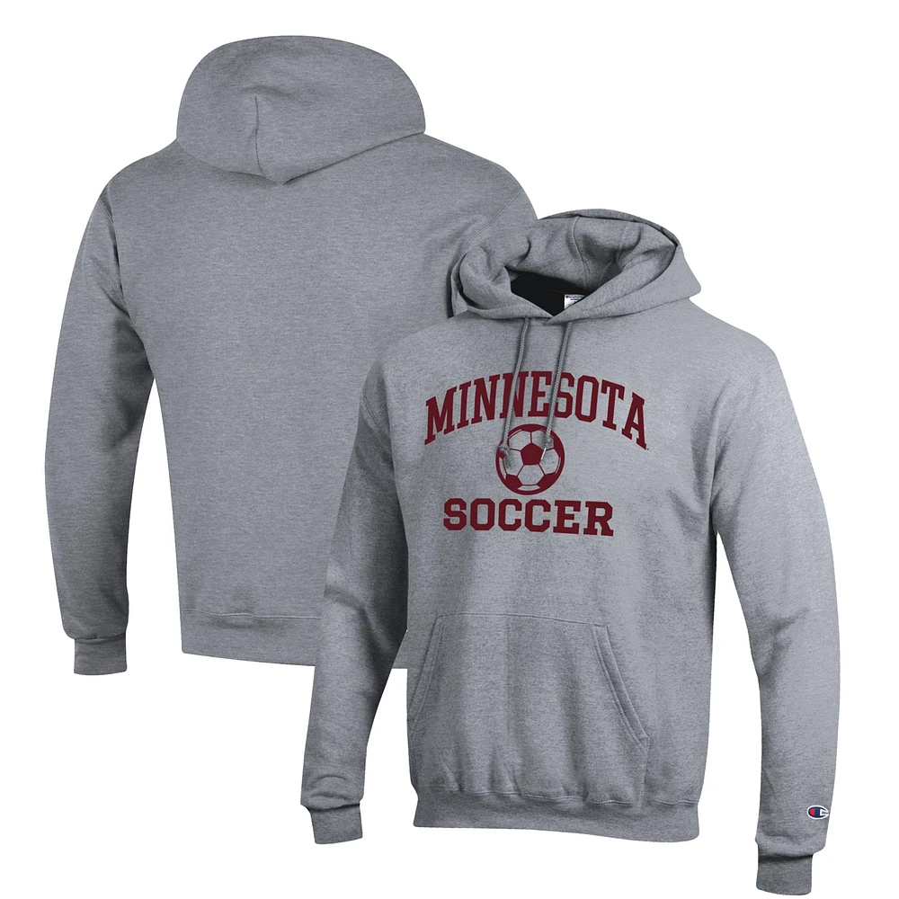 Men's Champion Gray Minnesota Golden Gophers Soccer Icon Powerblend Pullover Hoodie