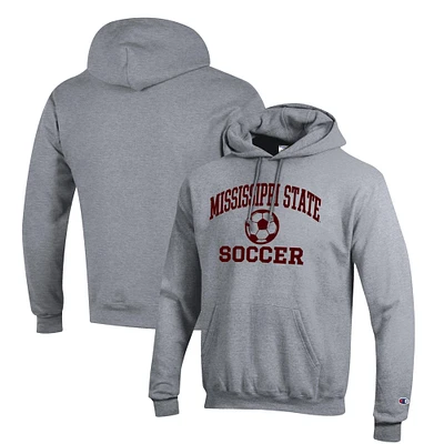 Men's Champion Gray Mississippi State Bulldogs Soccer Icon Powerblend Pullover Hoodie