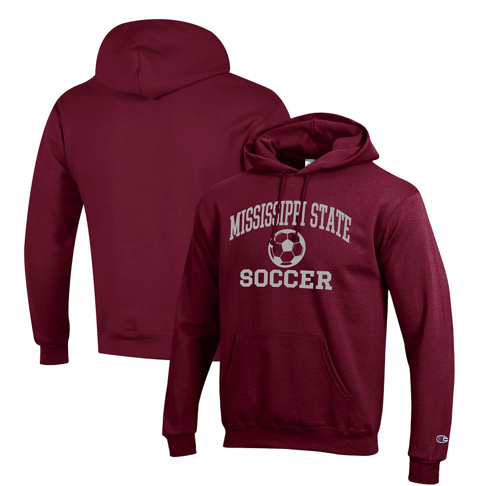 Men's Champion Maroon Mississippi State Bulldogs Soccer Icon Powerblend Pullover Hoodie