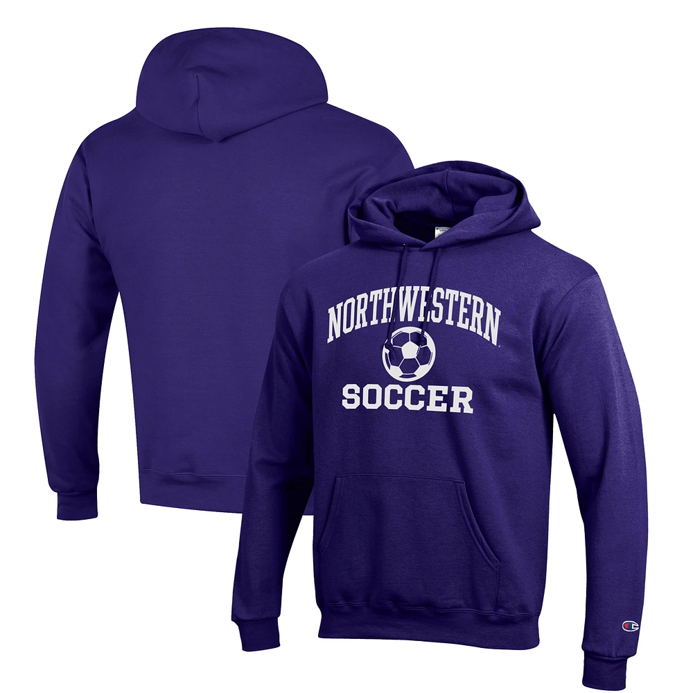 Men's Champion Purple Northwestern Wildcats Soccer Icon Powerblend Pullover Hoodie