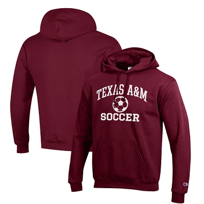 Men's Champion Maroon Texas A&M Aggies Soccer Icon Powerblend Pullover Hoodie