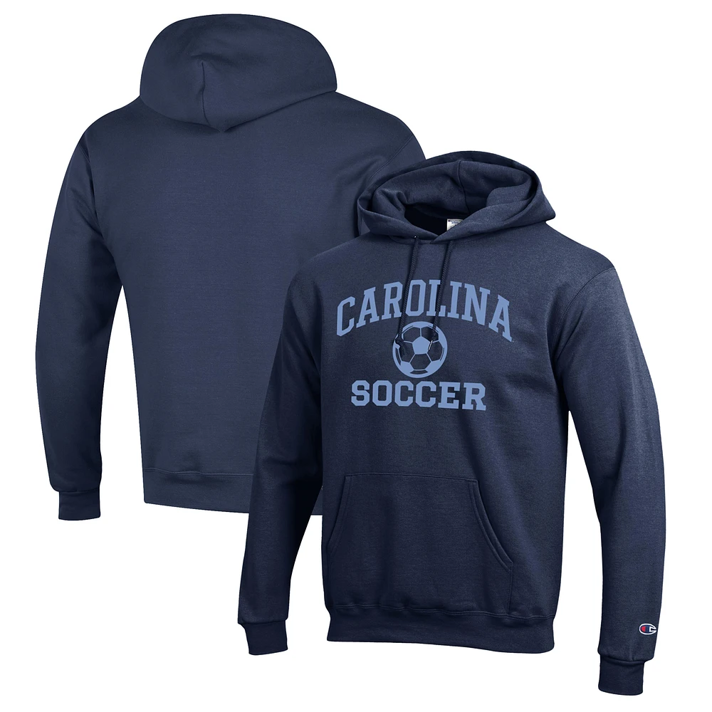 Men's Champion Navy North Carolina Tar Heels Soccer Icon Powerblend Pullover Hoodie