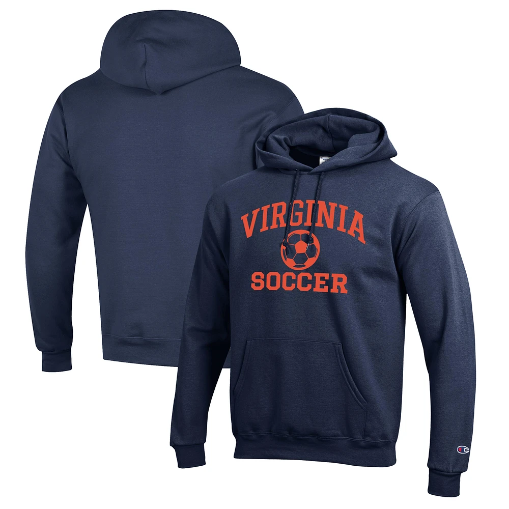 Men's Champion Navy Virginia Cavaliers Soccer Icon Powerblend Pullover Hoodie