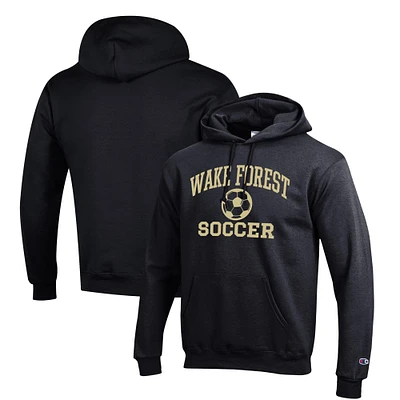Men's Champion Black Wake Forest Demon Deacons Soccer Icon Powerblend Pullover Hoodie