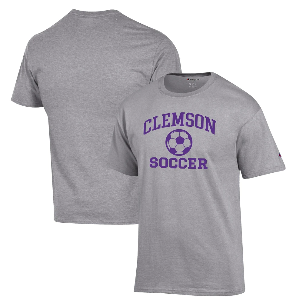Men's Champion Gray Clemson Tigers Soccer Icon T-Shirt