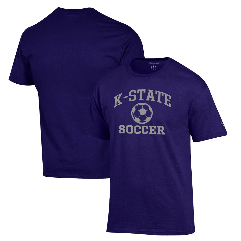Men's Champion Purple Kansas State Wildcats Soccer Icon T-Shirt