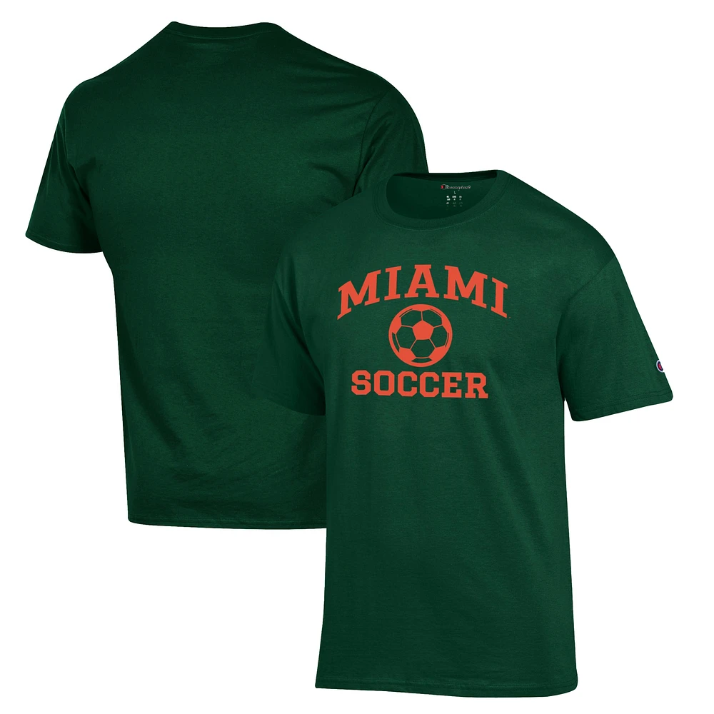 Men's Champion Green Miami Hurricanes Soccer Icon T-Shirt