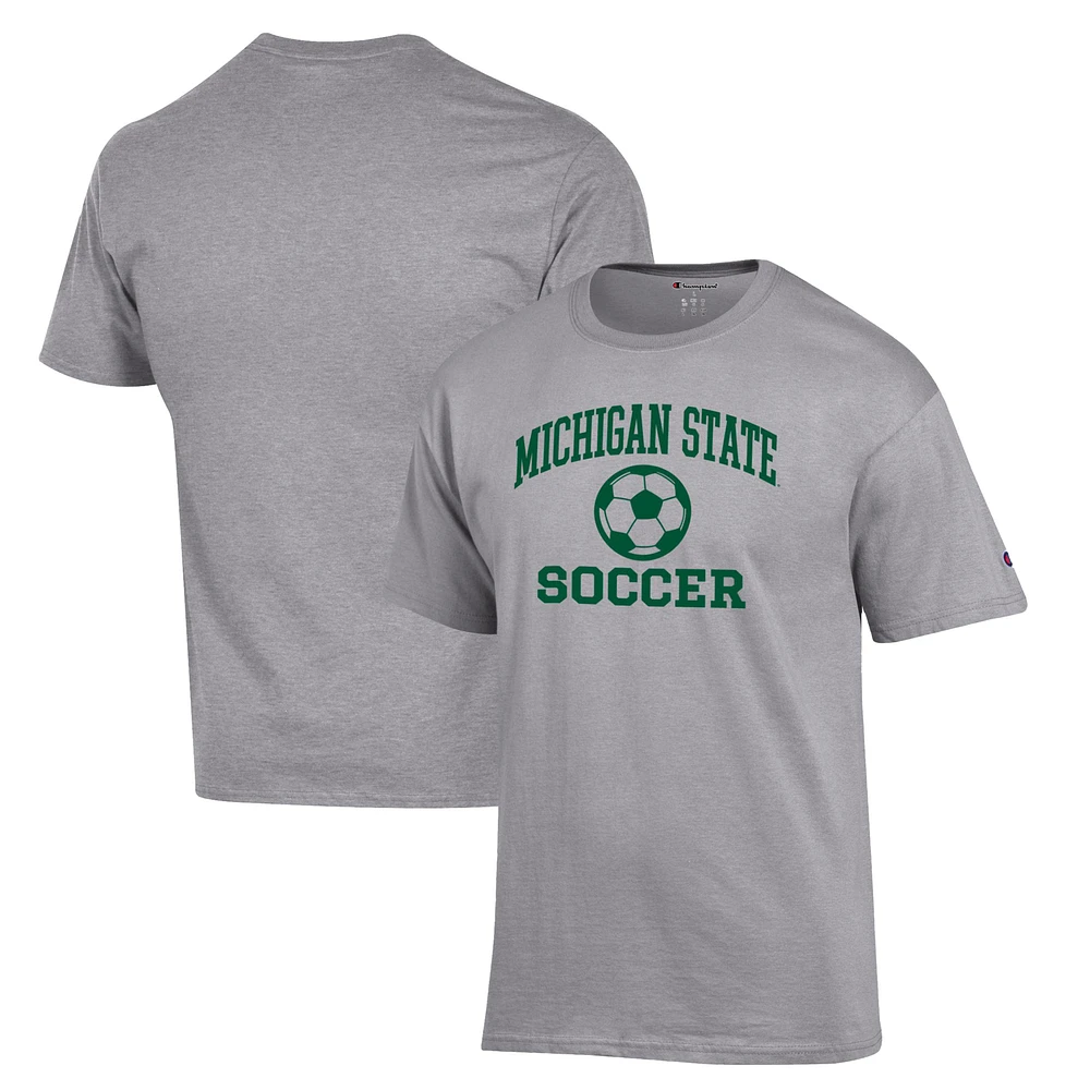 Men's Champion Gray Michigan State Spartans Soccer Icon T-Shirt