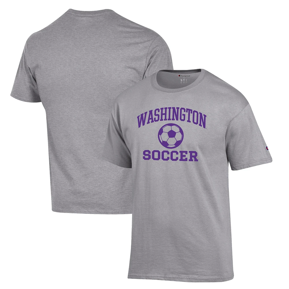 Men's Champion Gray Washington Huskies Soccer Icon T-Shirt