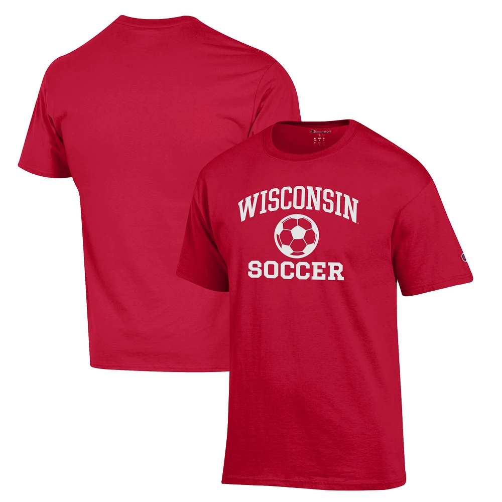 Men's Champion Red Wisconsin Badgers Soccer Icon T-Shirt