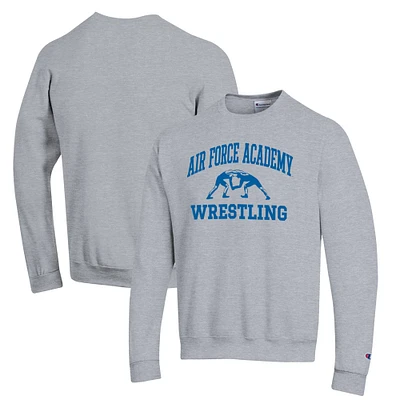 Men's Champion Gray Air Force Falcons Wrestling Icon Powerblend Pullover Sweatshirt