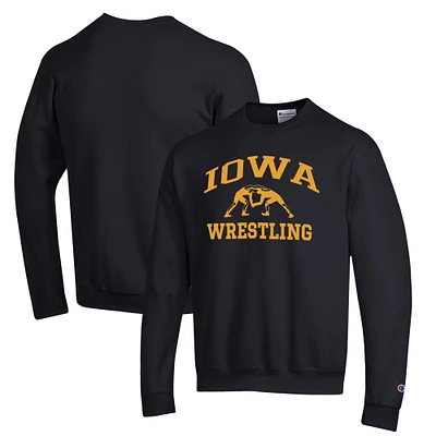Men's Champion Iowa Hawkeyes Wrestling Icon Powerblend Pullover Sweatshirt