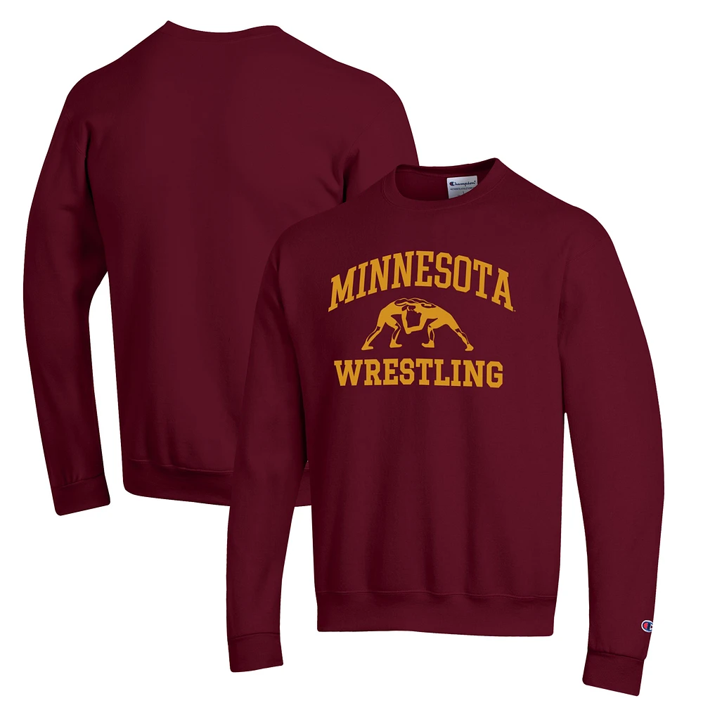 Men's Champion Maroon Minnesota Golden Gophers Wrestling Icon Powerblend Pullover Sweatshirt