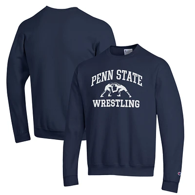 Men's Champion Navy Penn State Nittany Lions Wrestling Icon Powerblend Pullover Sweatshirt