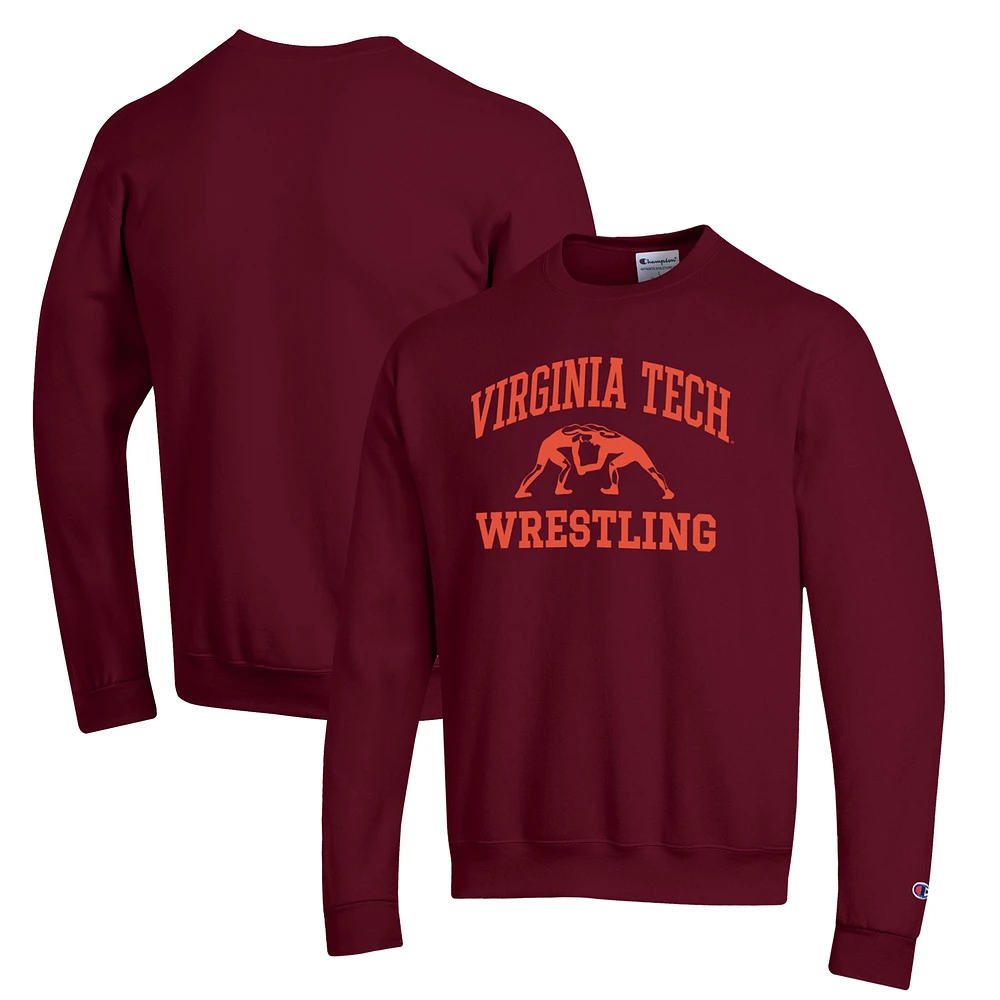 Men's Champion Maroon Virginia Tech Hokies Wrestling Icon Powerblend Pullover Sweatshirt