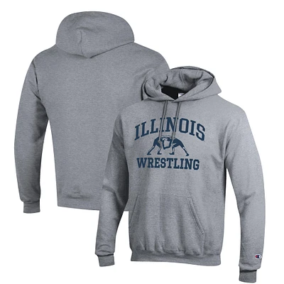 Men's Champion Gray Illinois Fighting Illini Wrestling Icon Pullover Hoodie