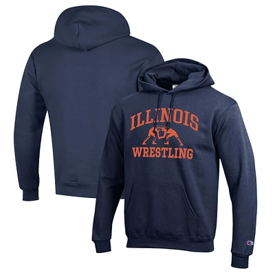 Men's Champion Navy Illinois Fighting Illini Wrestling Icon Pullover Hoodie