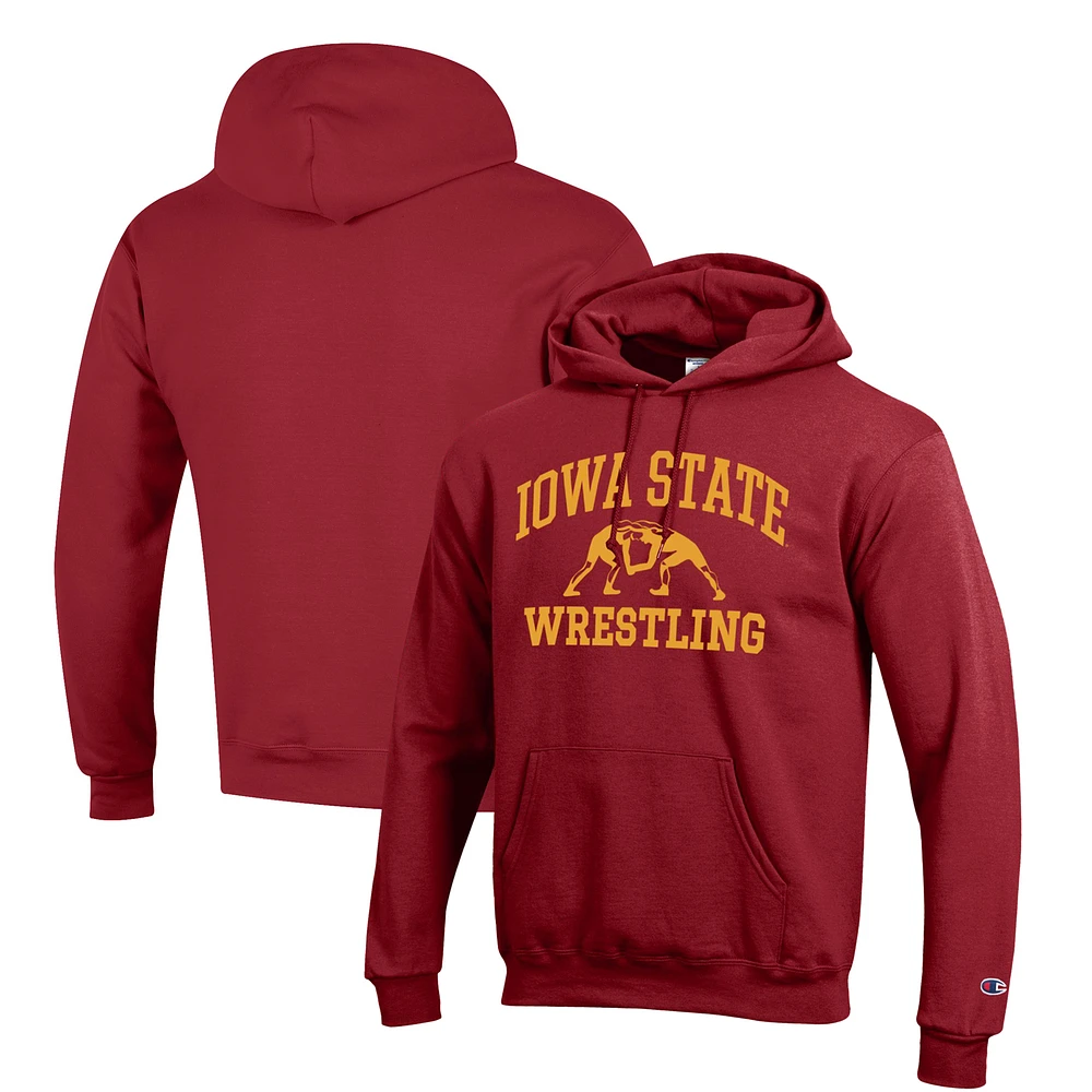 Men's Champion Cardinal Iowa State Cyclones Wrestling Icon Pullover Hoodie