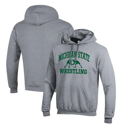 Men's Champion Gray Michigan State Spartans Wrestling Icon Pullover Hoodie