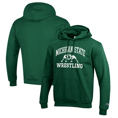Men's Champion Green Michigan State Spartans Wrestling Icon Pullover Hoodie