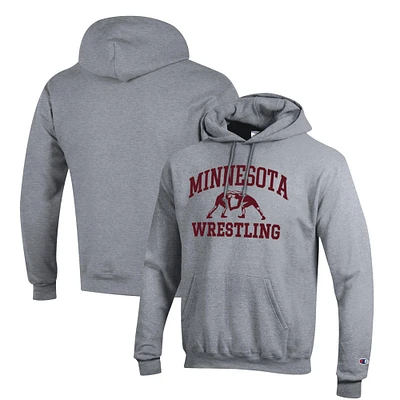 Men's Champion Gray Minnesota Golden Gophers Wrestling Icon Pullover Hoodie