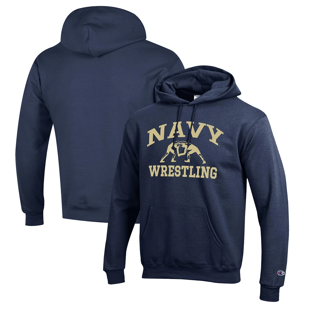 Men's Champion Navy Midshipmen Wrestling Icon Pullover Hoodie