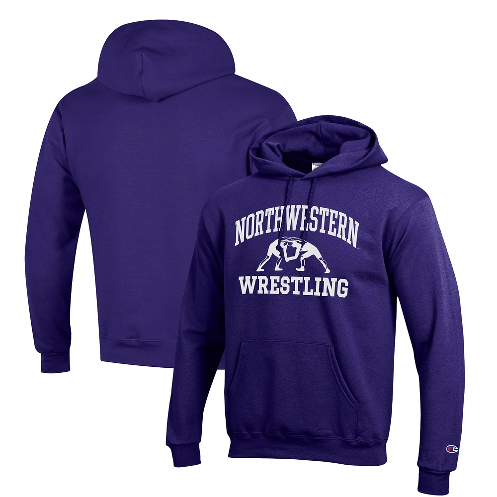 Men's Champion Purple Northwestern Wildcats Wrestling Icon Pullover Hoodie