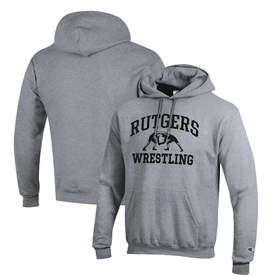 Men's Champion Gray Rutgers Scarlet Knights Wrestling Icon Pullover Hoodie