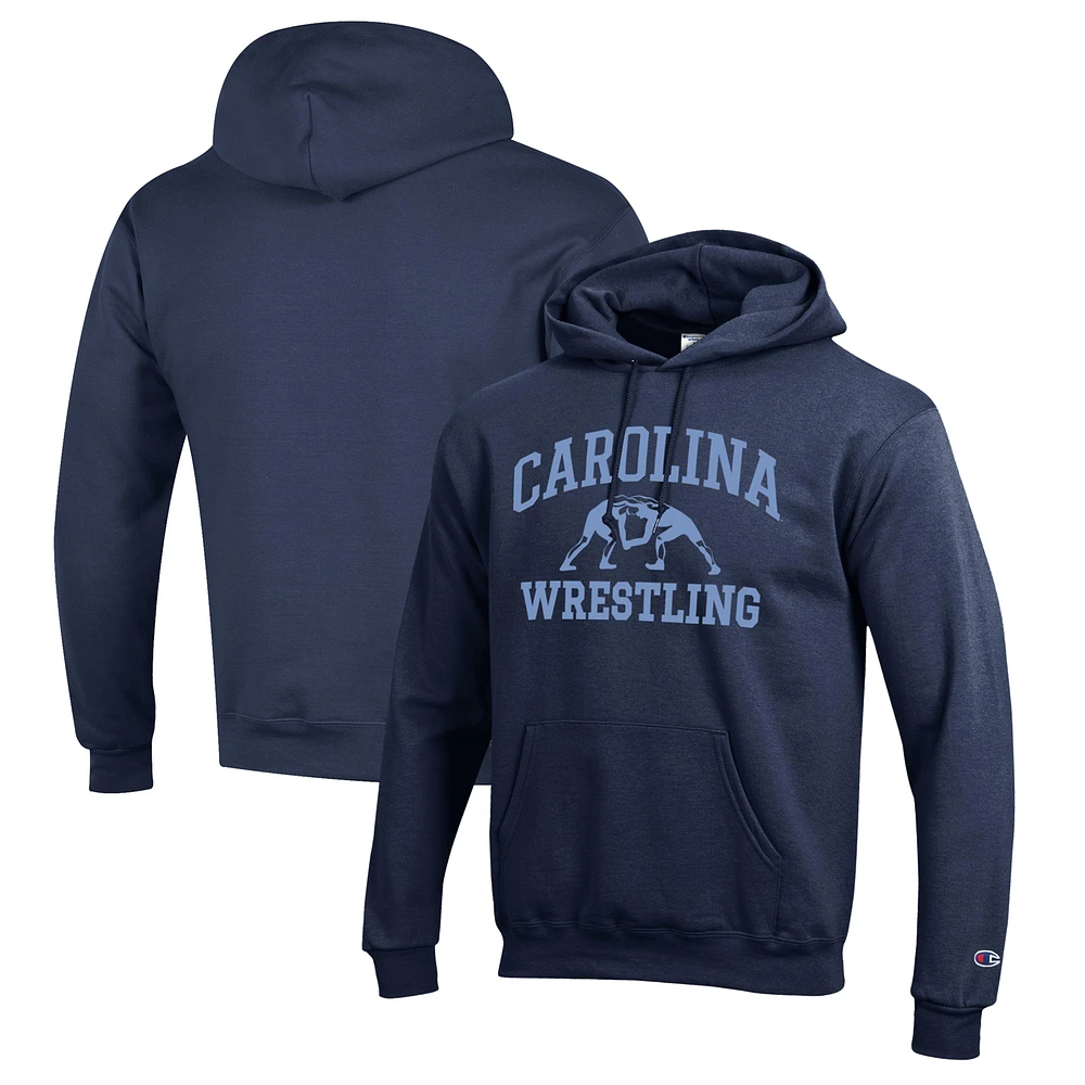 Men's Champion Navy North Carolina Tar Heels Wrestling Icon Pullover Hoodie