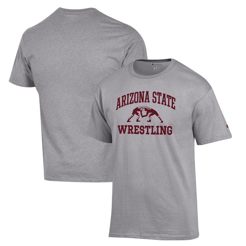 Men's Champion Gray Arizona State Sun Devils Wrestling Icon T-Shirt