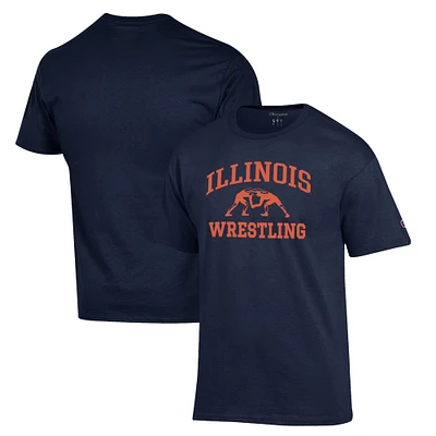 Men's Champion Navy Illinois Fighting Illini Wrestling Icon T-Shirt